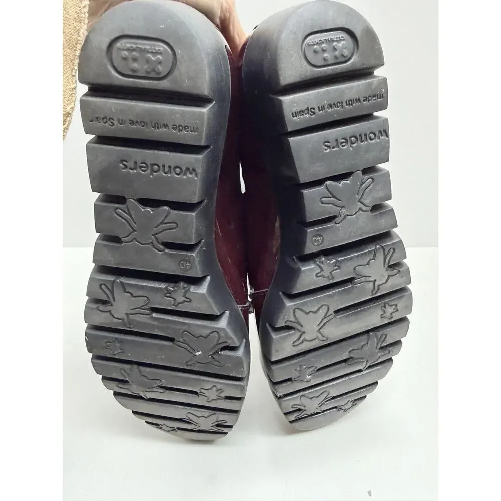Wondersfly Women’s Patent Leather Burgundy Wedge Loafers with Tassels Size 40/9